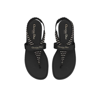 Dior Black Calfskin Flat Sandals