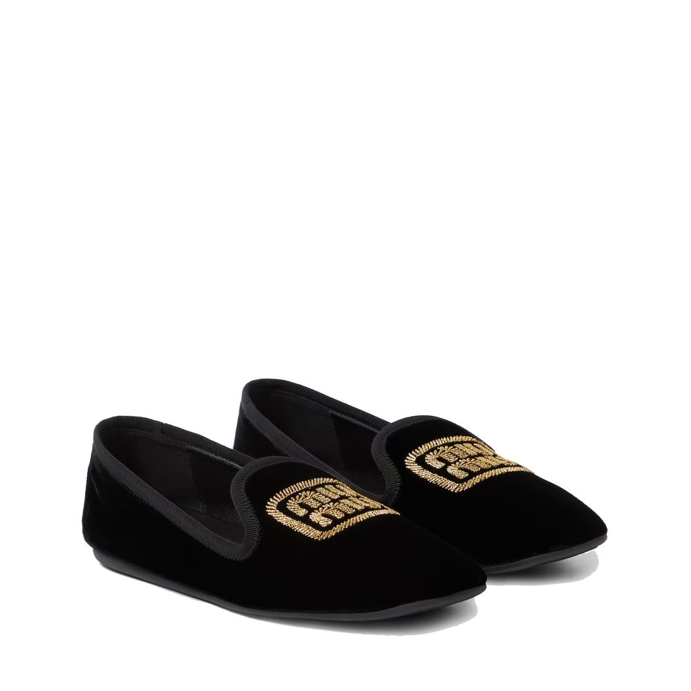 Miu Miu Black Fabric Moccassin