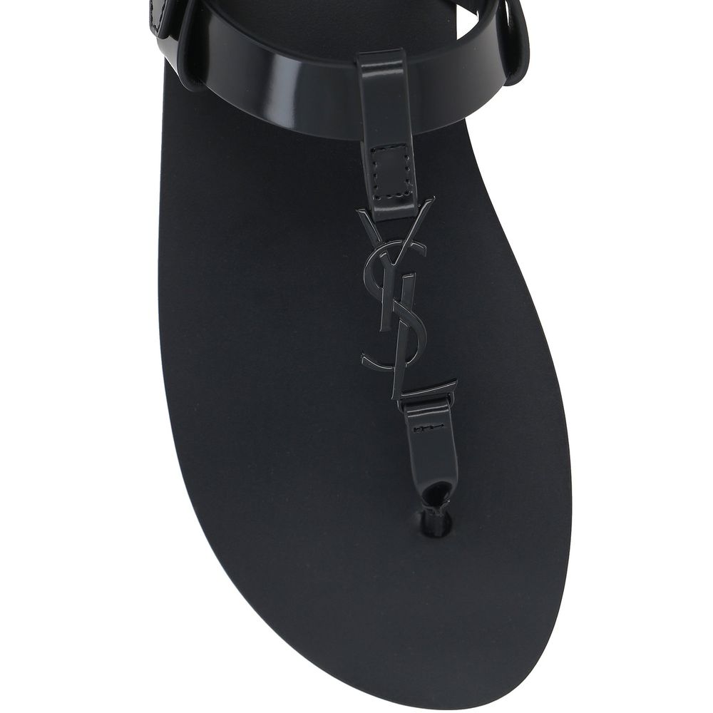 Saint Laurent Black Calfskin Flat Sandals