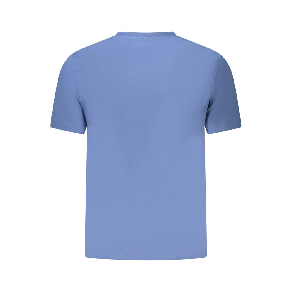 Calvin Klein Blue Cotton Men T-Shirt, back view showcasing crew neck cut and premium cotton fabric.