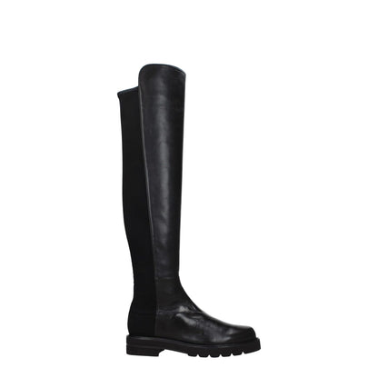 Stuart Weitzman Black Leather Over The Knee boots with aged effect, rubber sole, mid heels, and round toe. MPN: 5050LIFTNSGS0387BLK.