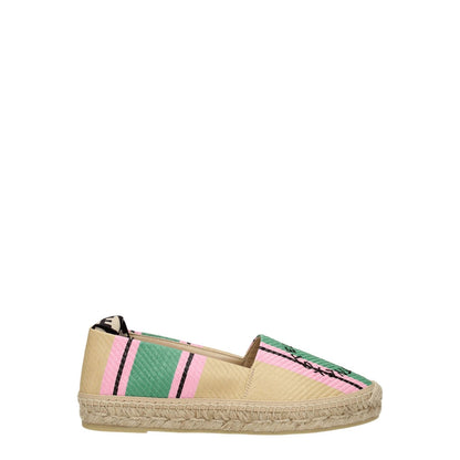 Stella McCartney Multicolor Fabric Espadrilles with logo design, front logo, low flat heel, and round toe, made of fabric and rubber sole.