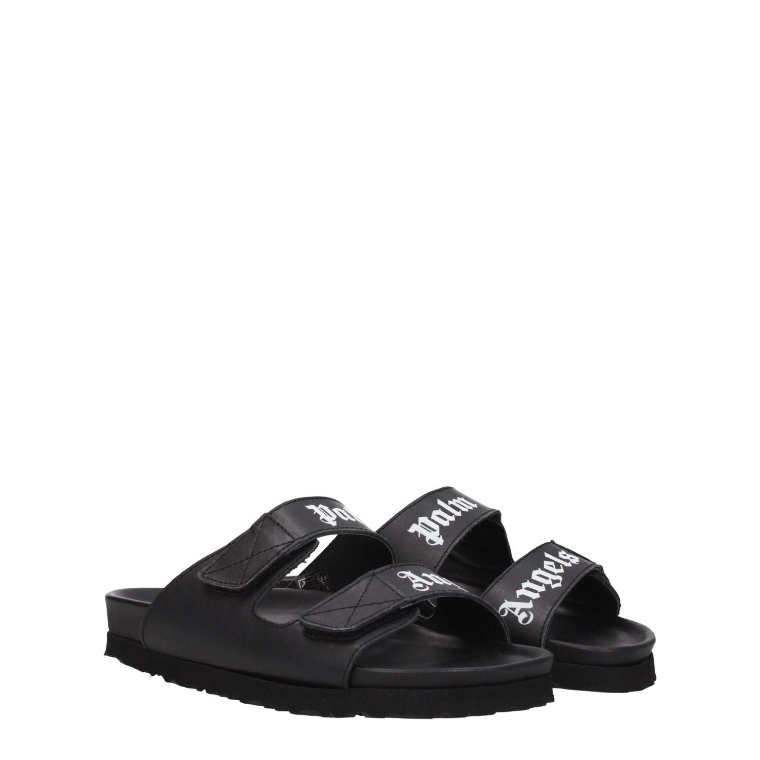 Palm Angels Black Leather Flat Sandals