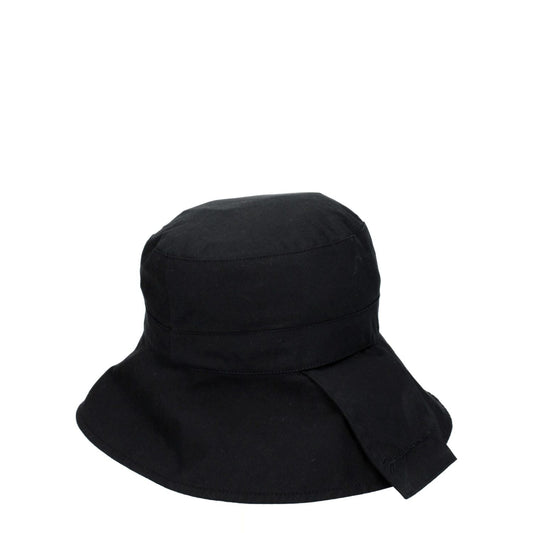 Jacquemus Black Cotton Bucket Hat with vintage effect and casual style, crafted from cotton-polyamide blend. Model 235AC4485047380.