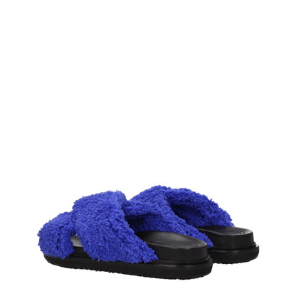 Marni Purple Fabric Slippers with open toe, side logo, and low flat heel. Casual style with juniper accents and rubber sole.