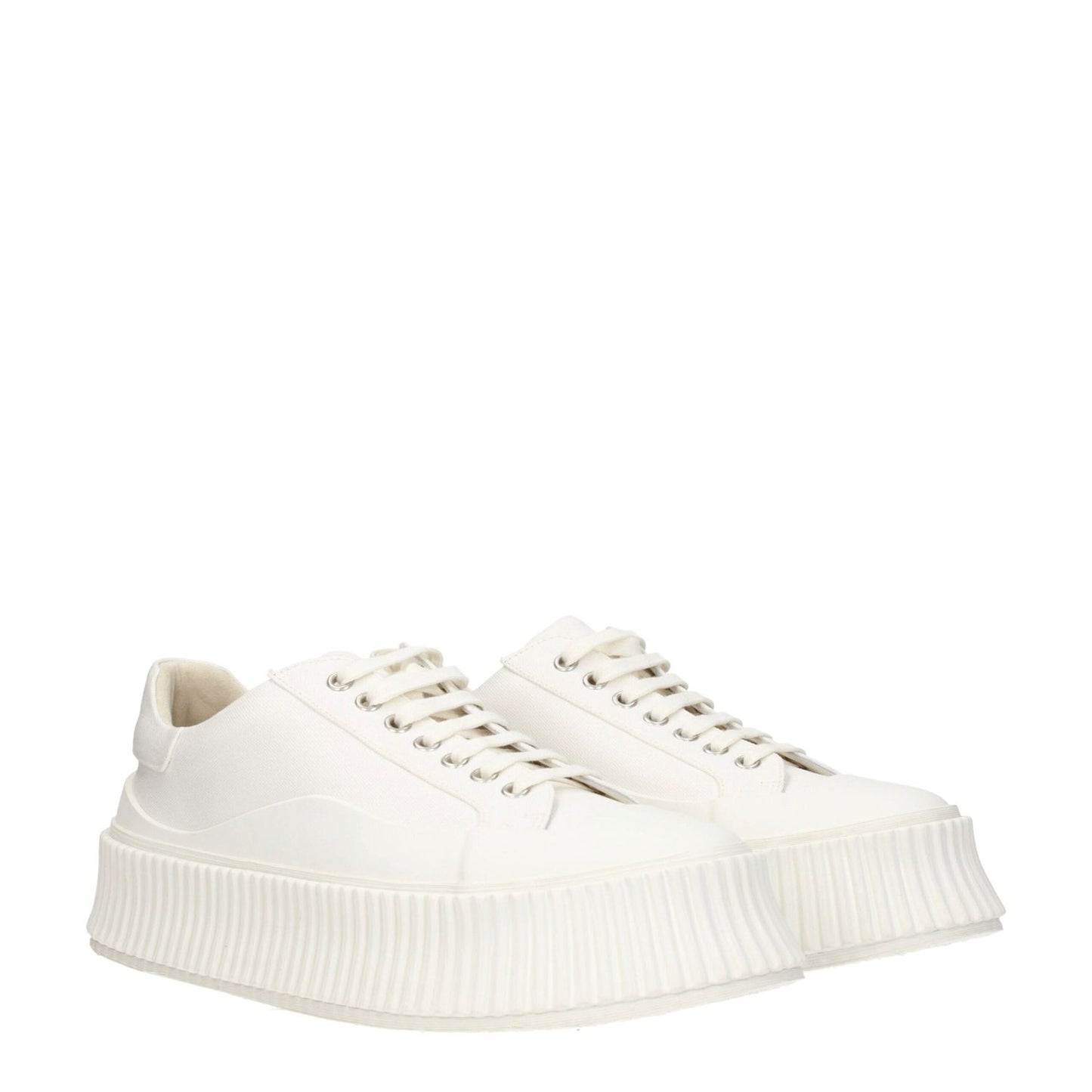 Jil Sander White Fabric Platform Sneakers JI-8547352609033-EU39/US6