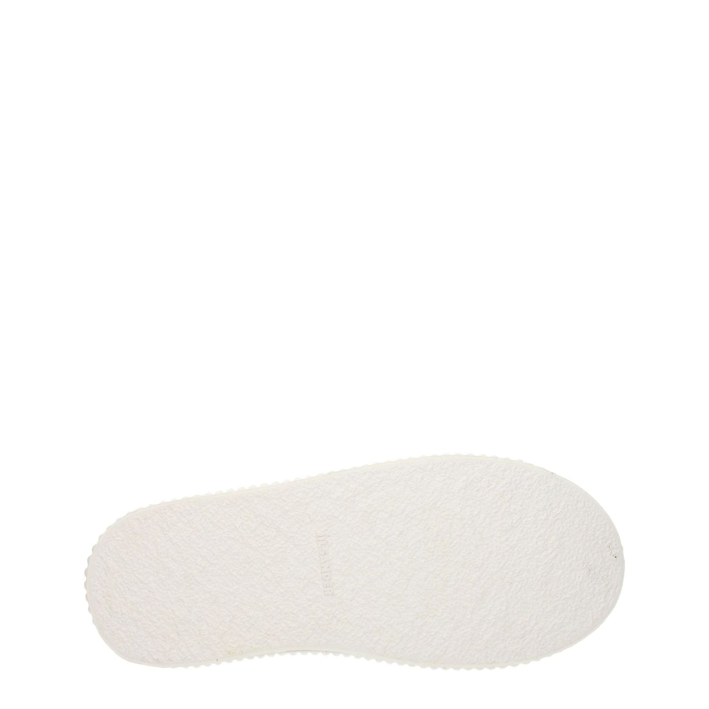 Sole view of Jil Sander White Fabric Platform Sneakers with rubber wedge sole.