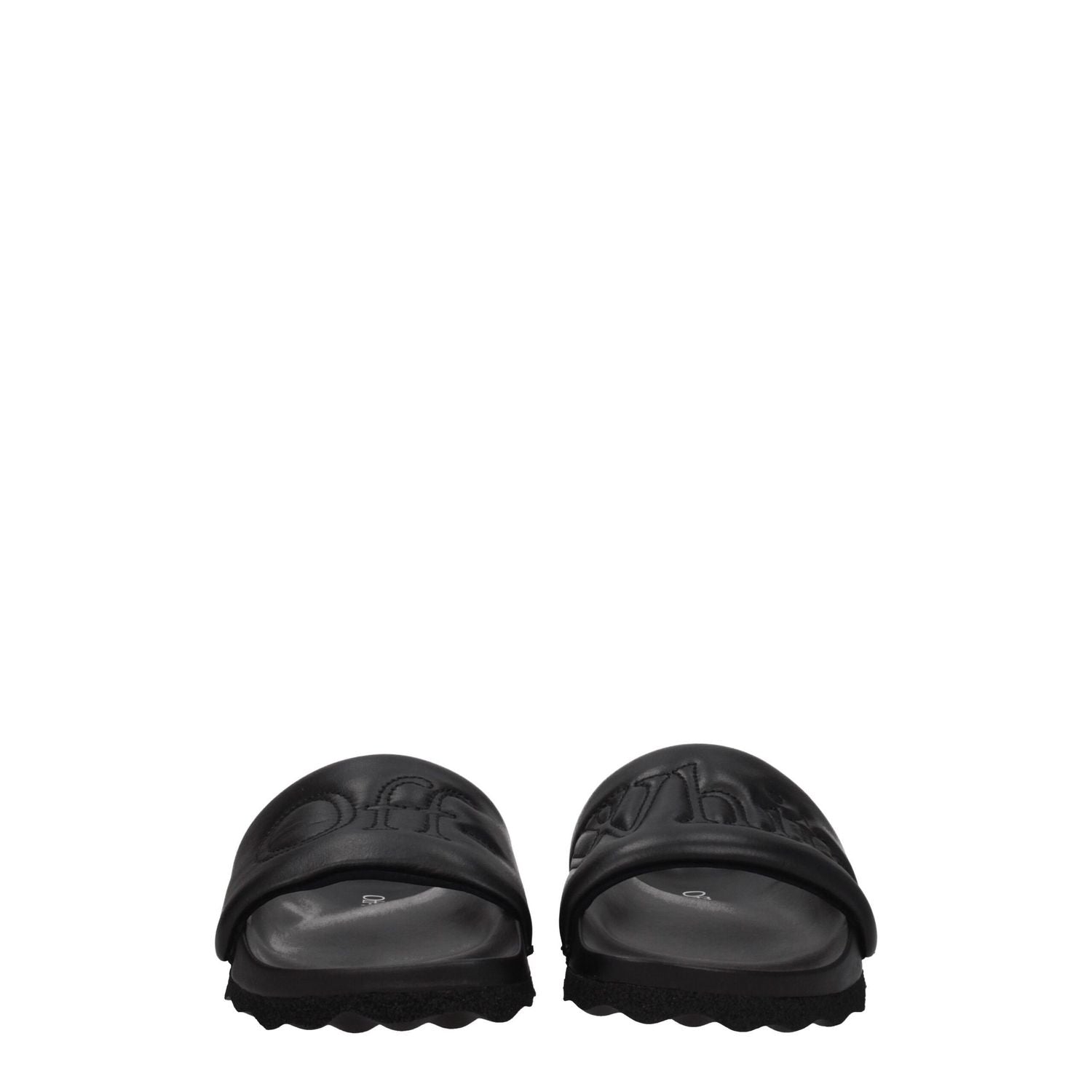 Off-White Black Leather Slippers