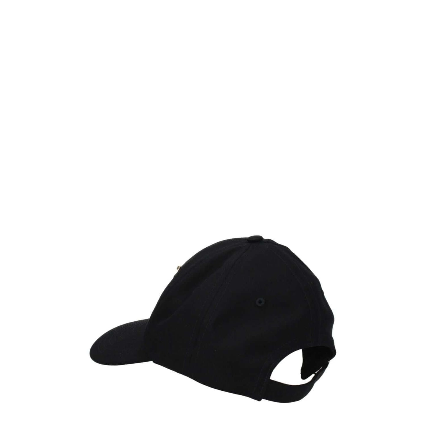 Side view of Burberry Black Cotton Cap (Baseball Hat) with adjustable buckle closure showing its casual style.