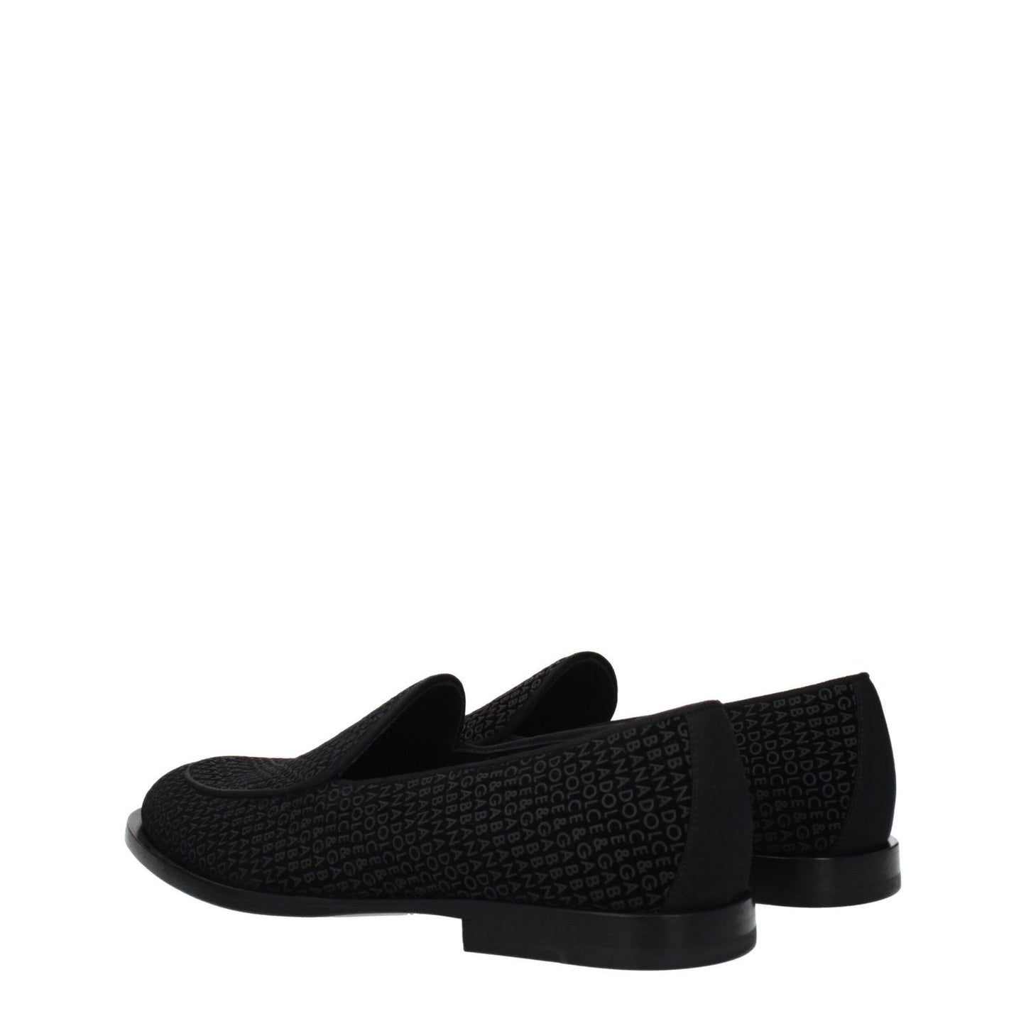Dolce & Gabbana Black Velvet Slip-On Loafers with leather sole and round toe