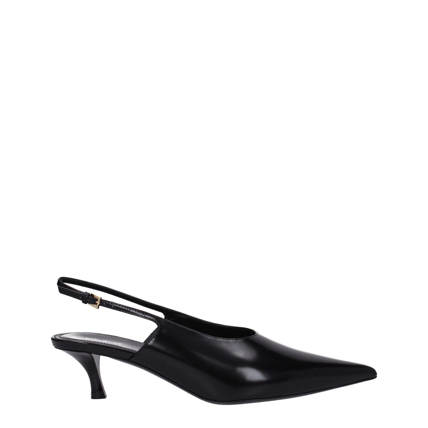 Givenchy Black Leather Mid Heel Pumps with buckle closure, pointy toe, 5.5 cm heel, and leather sole. Style: Casual. MPN: BE402XE1YC001.
