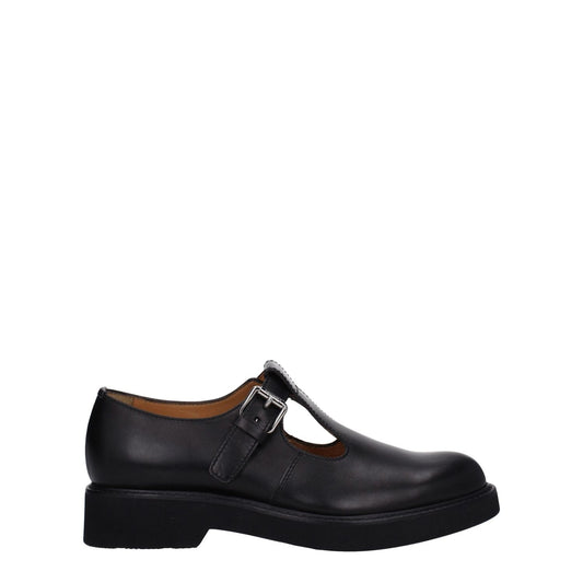 Church's Black Leather Oxfords And Derbies with buckle closure and round toe, featuring rubber sole and mid heels, MPN DX01019AGX99F0AAB.