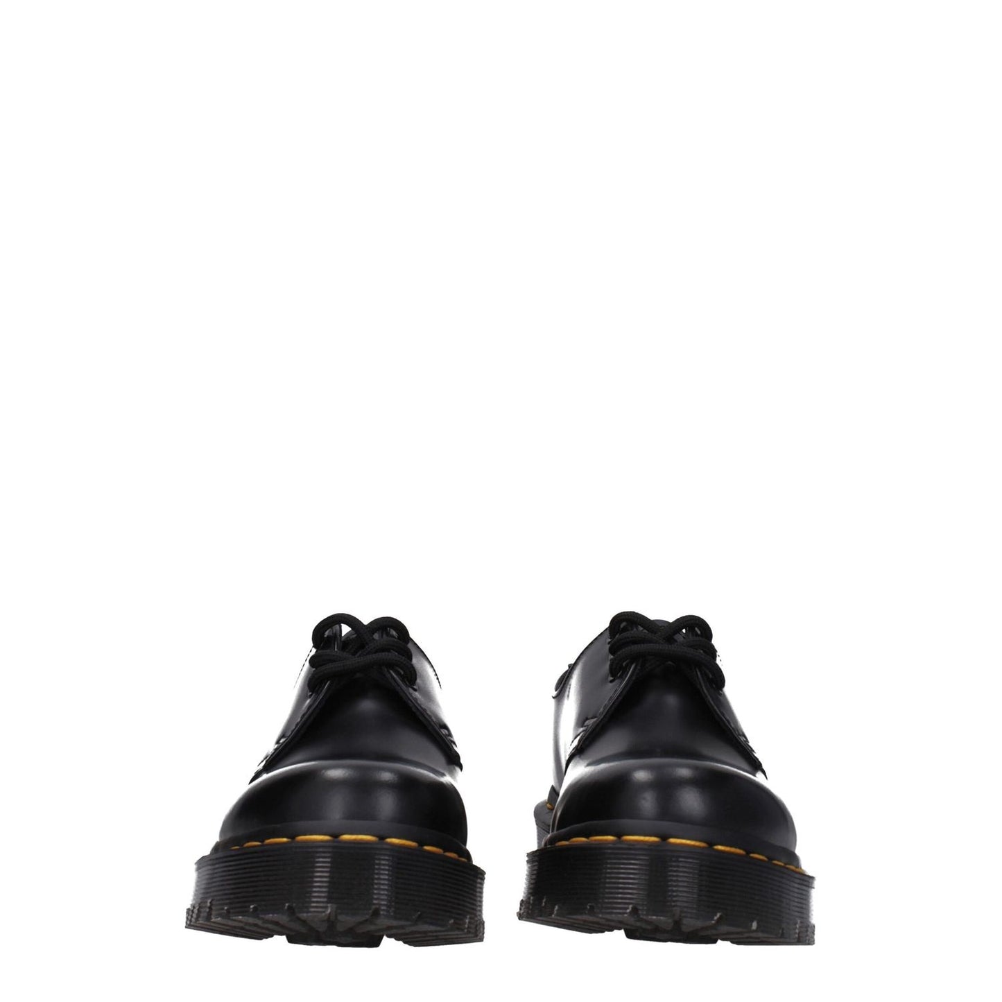 Dr. Martens Black Leather Oxfords And Derbies with lace-up design, round toe, rubber sole, and mid heels, MPN D1461BEX21084001.