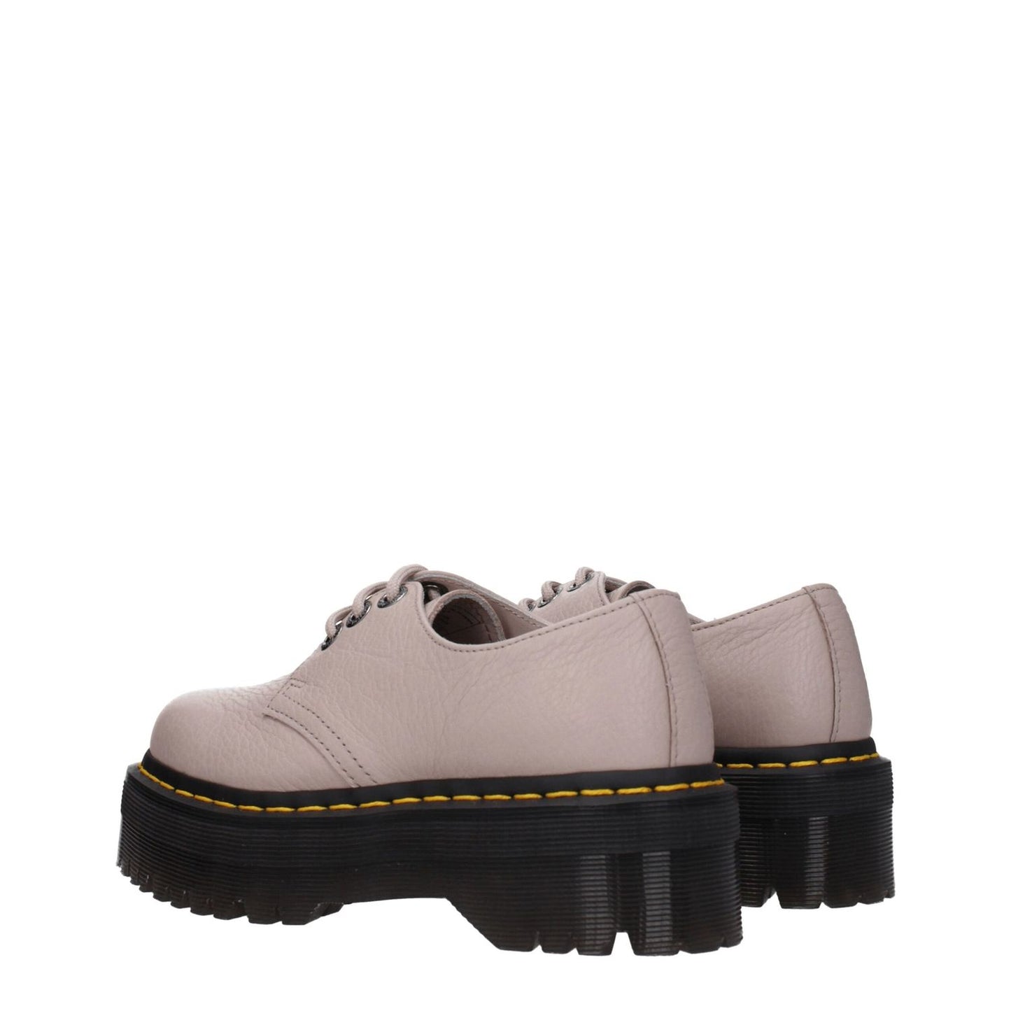 Dr. Martens Gray Leather Oxfords And Derbies, lace-up rubber sole, mid heels, taupe, MPN D1461QUADII31167348, casual style.