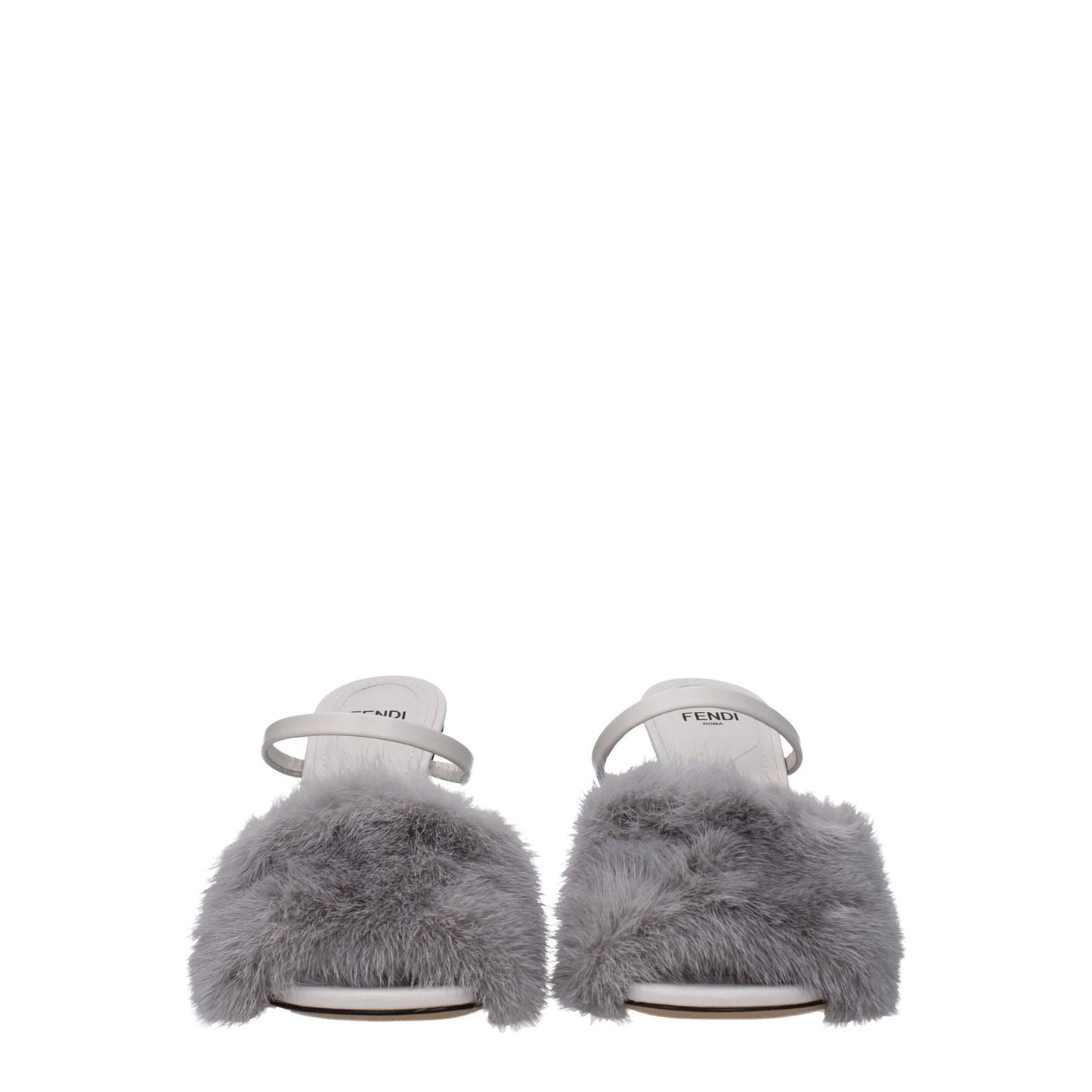 Fendi Gray Mink Slippers with open toe, high heel, leather sole, side logo detail. Style: Casual. MPN: 8R8212AHGHF1IDQ. New collection: No.