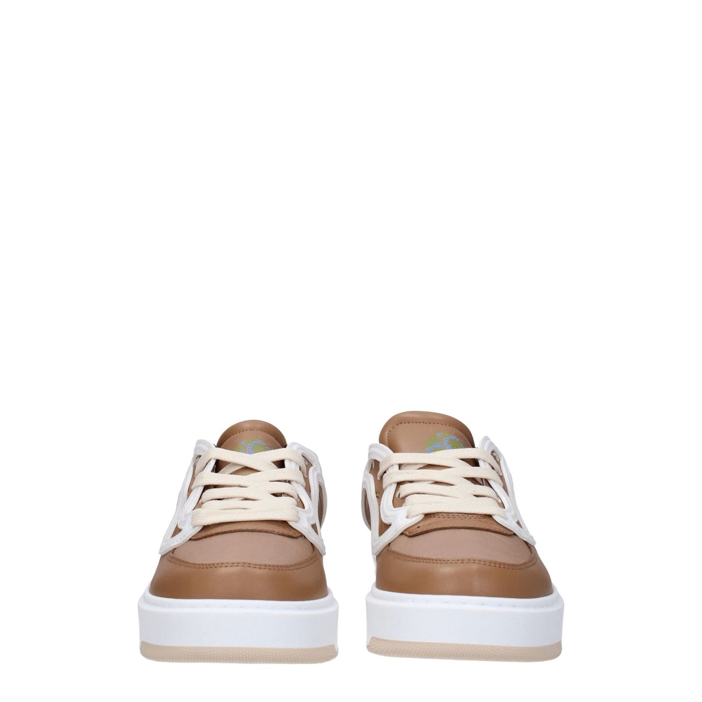 Front view of Stella McCartney Brown Fabric Chunky Sneakers with lace-up closure and rubber sole.