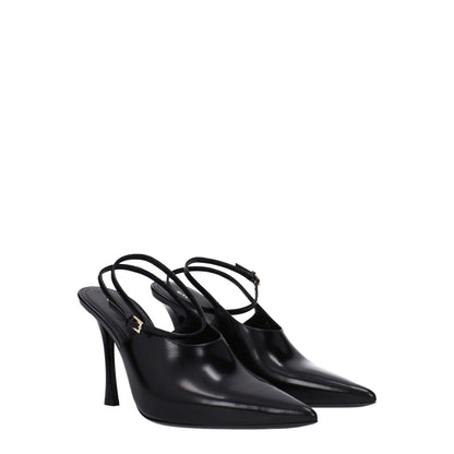 Givenchy Black Leather High Heel Pumps with pointy toe and buckle closure