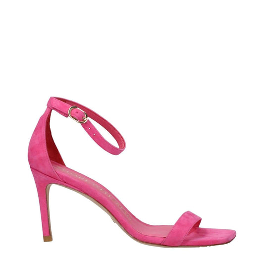 Stuart Weitzman Pink Leather Stiletto Heel Sandals with buckle closure, high heel, open toe. MPN: NUNAKEDCURVE85SUESE134.