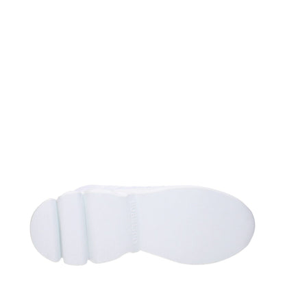 Sole view of Burberry White Leather Sneakers, featuring rubber sole and casual style.