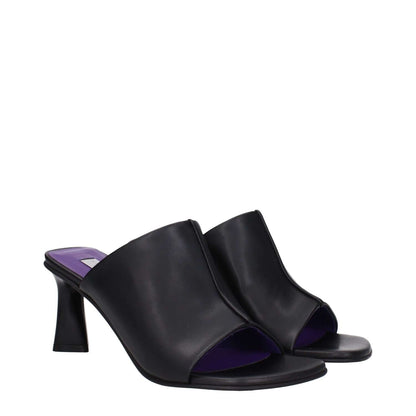 Stella McCartney Black Leather Stiletto Heel Sandals with eco heel 7.5 cm and open toe design.