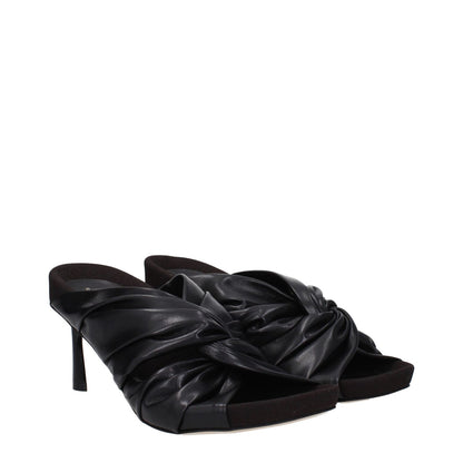 Stella McCartney Black Leather Stiletto Heel Sandals with open toe and eco heel, MPN 810407AP02501000, featuring mid heels and open toe design.