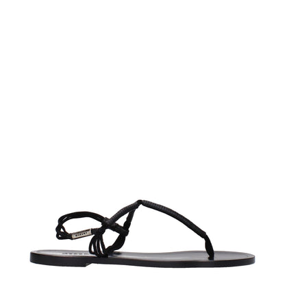 Isabel Marant Black Leather Flip-Flop Sandals featuring a low flat heel and open toe design with side logo detail.