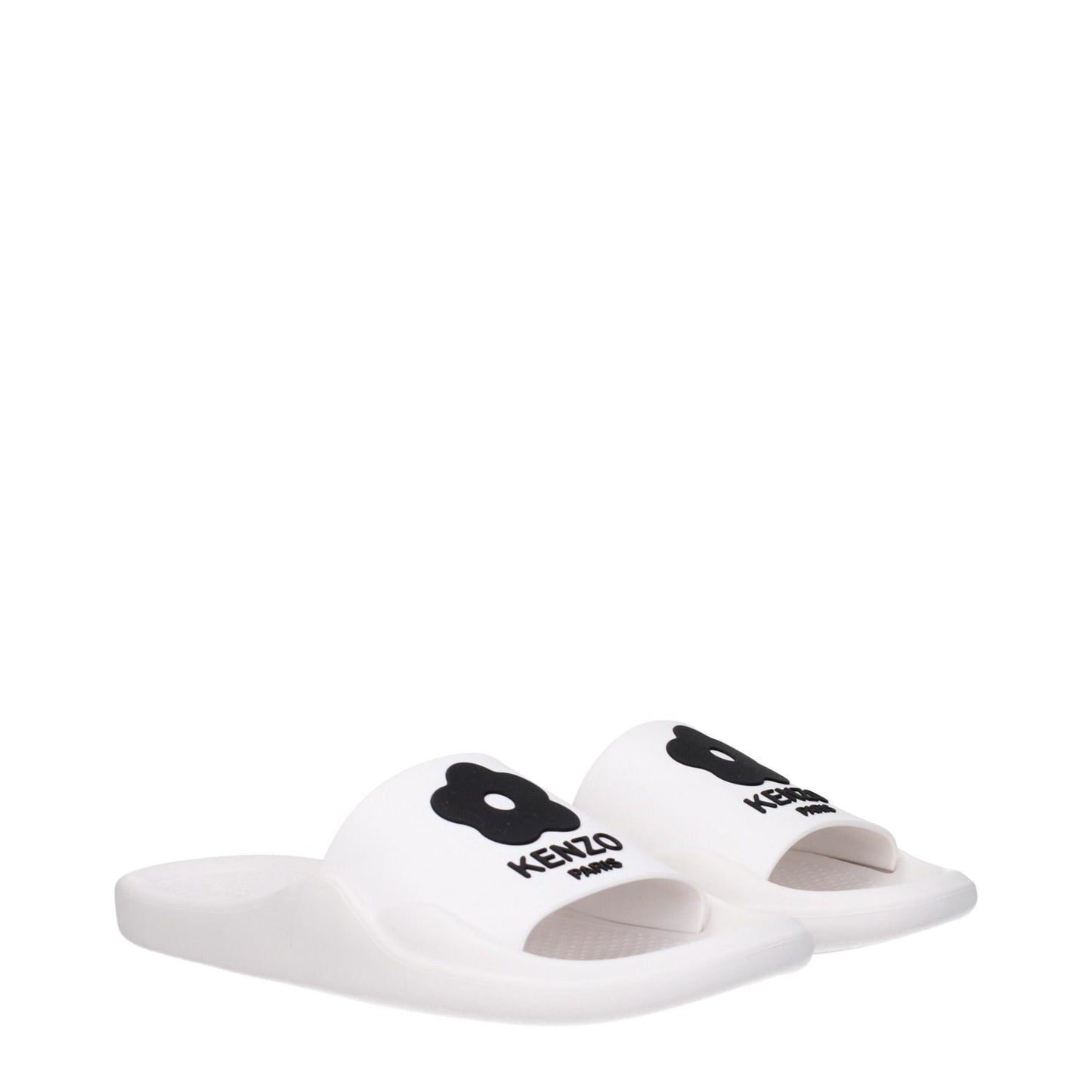Kenzo White Cotton Slippers with logo, rubber sole, open toe, casual style, MPN FE52MU110P5102.