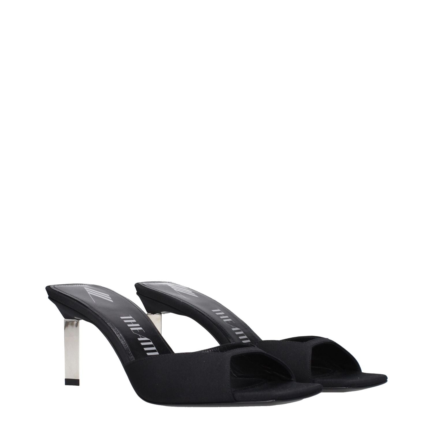 The Attico Black Satin Stiletto Heel Sandals