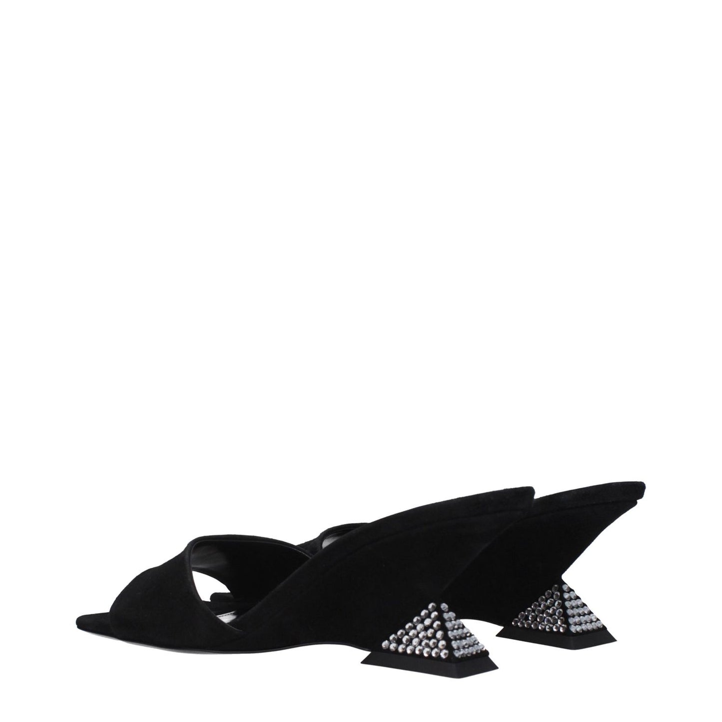 The Attico Black Leather Platform Sandals, suede open toe design with leather wedge heel, casual style, MPN S605L007S627.