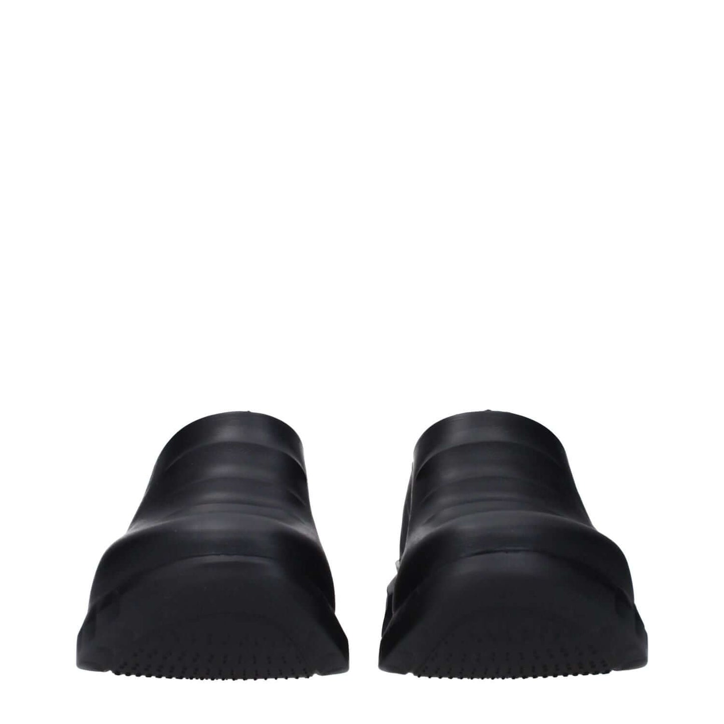 Front view of Givenchy Black Cotton Slippers with side and back logos, round toe, and wedge heel.