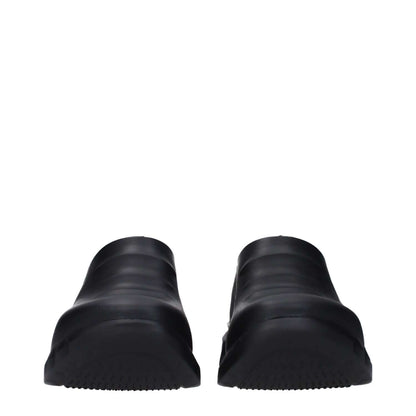 Front view of Givenchy Black Cotton Slippers with side and back logos, round toe, and wedge heel.
