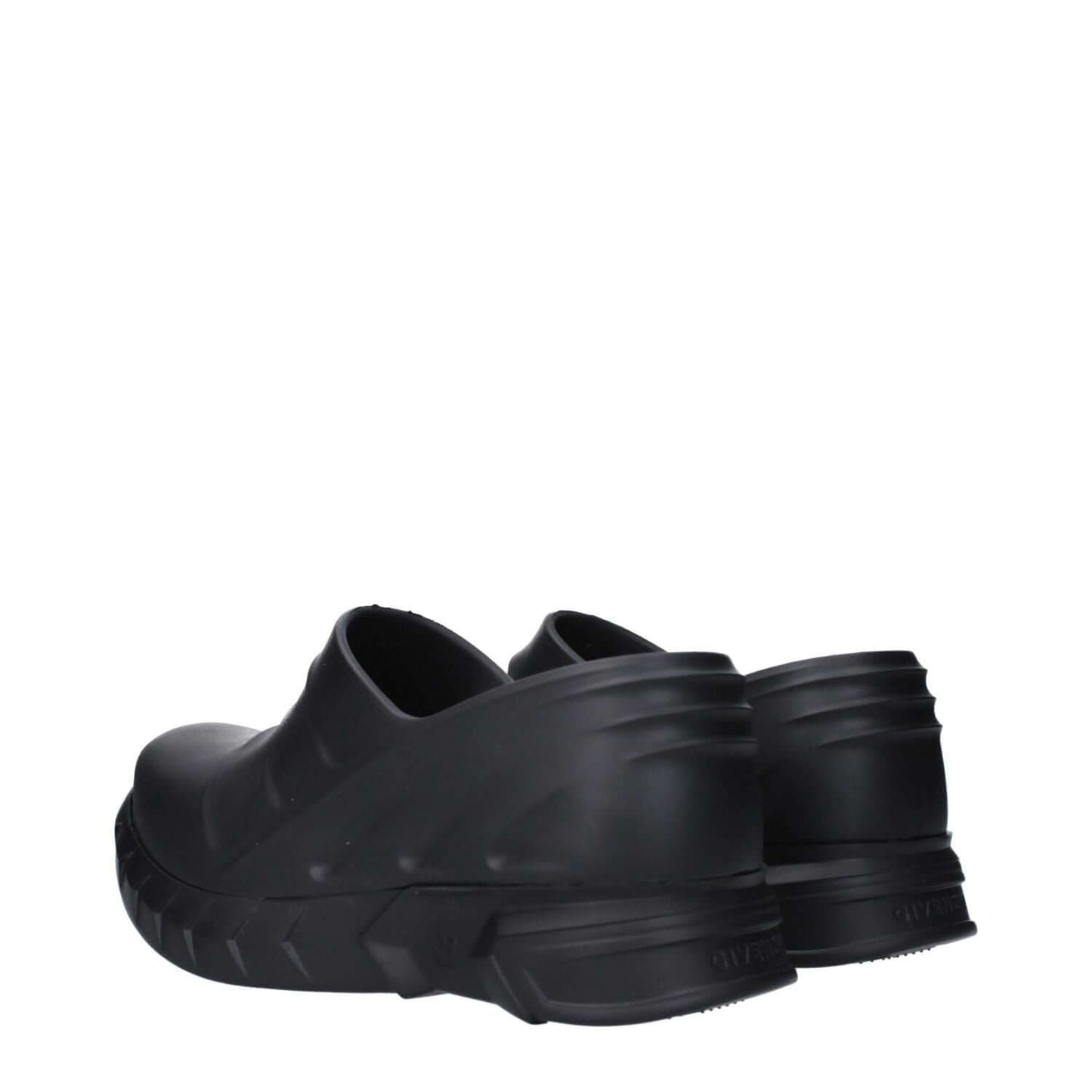 Givenchy Black Cotton Slippers with wedge heel and logo, made of rubber, featuring a casual style and round toe design, rear view.