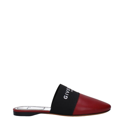 Givenchy Red Leather Slippers with logo, casual style, cherry red, leather sole, round toe, flat heel, MPN BE2002E01H607.