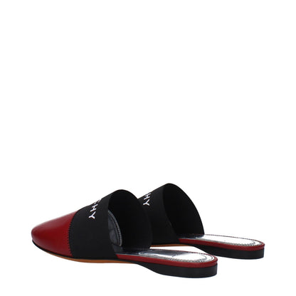Givenchy Red Leather Slippers with black front logo, casual style, round toe, low flat heel, made of leather. MPN: BE2002E01H607.