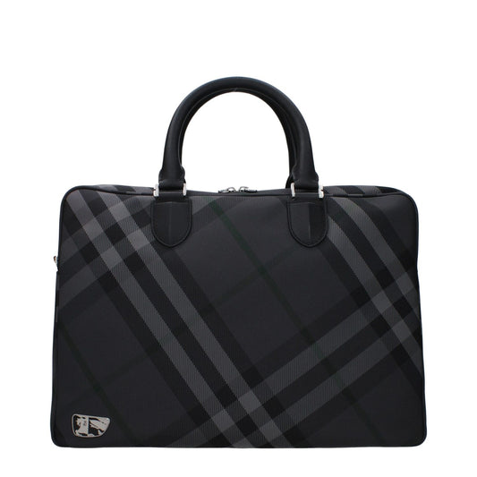 Burberry Gray Fabric Business And Laptop Bag