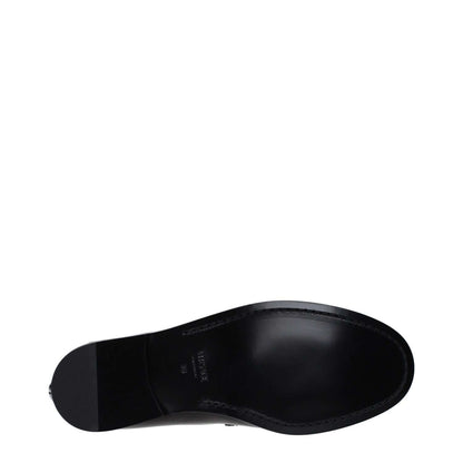 Versace Black Leather Slip-On Loafers