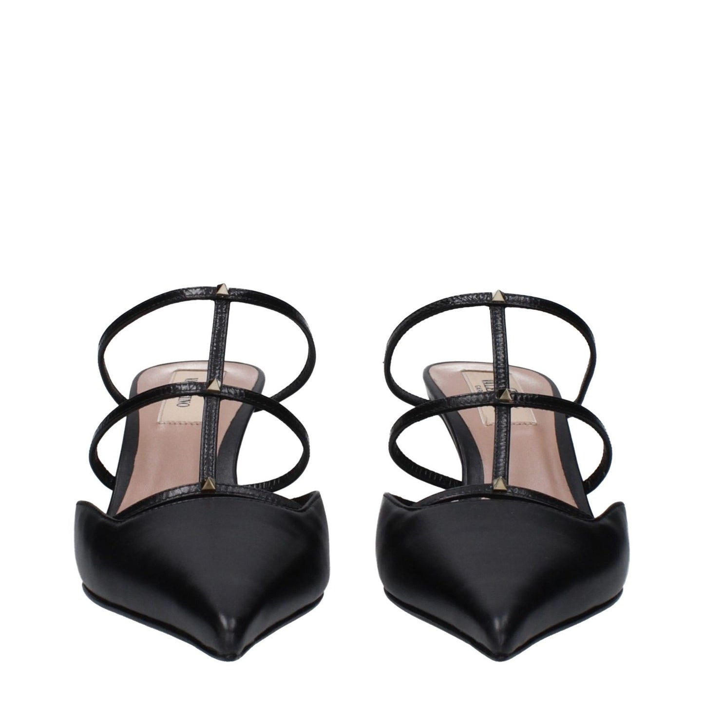 Valentino Garavani Black Leather Flat Sandals
