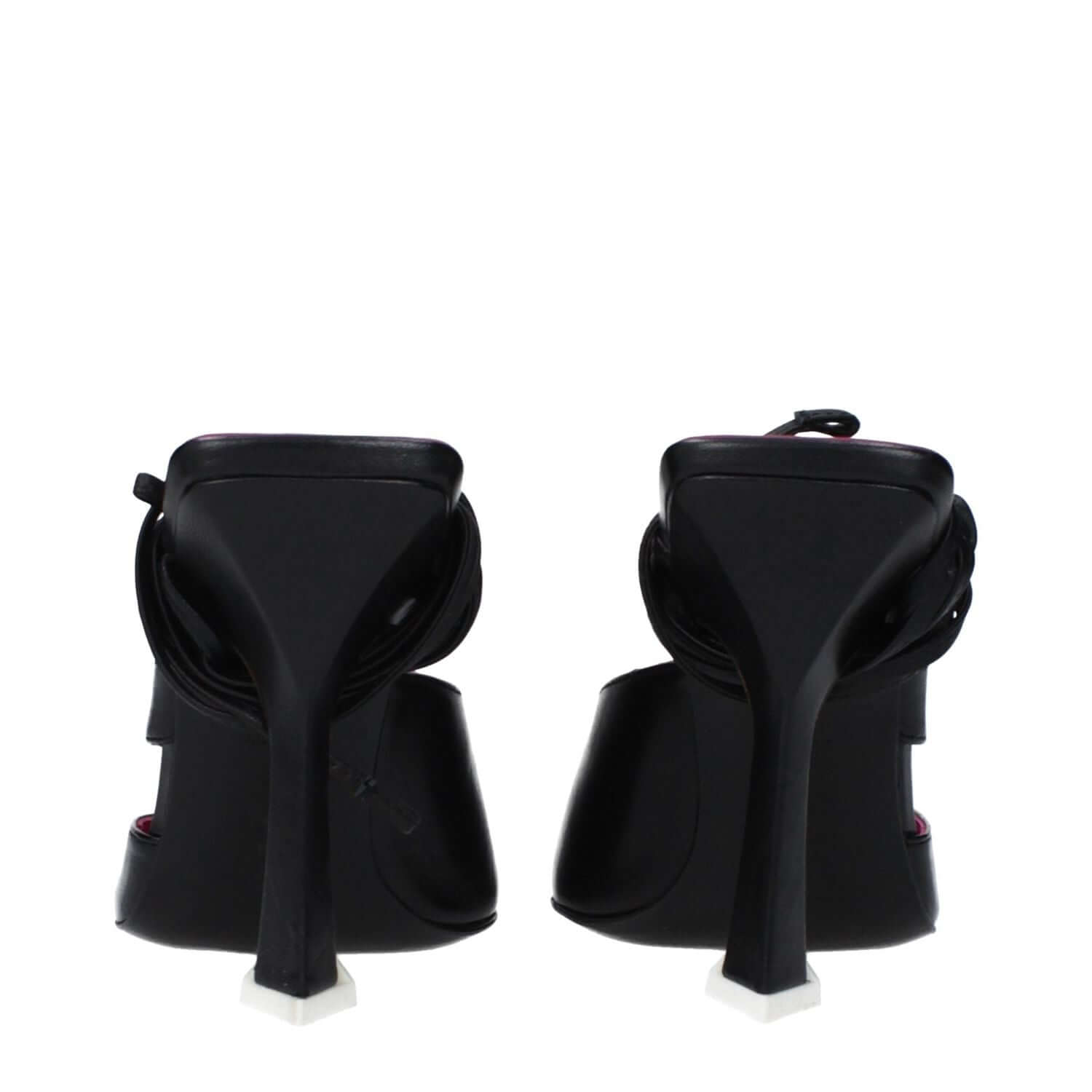 The Attico Black Leather Stiletto Heel Sandals