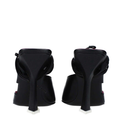 The Attico Black Leather Stiletto Heel Sandals with 10.5 cm high heels, lace-up closure, and pointy toe. MPN S318L001100.