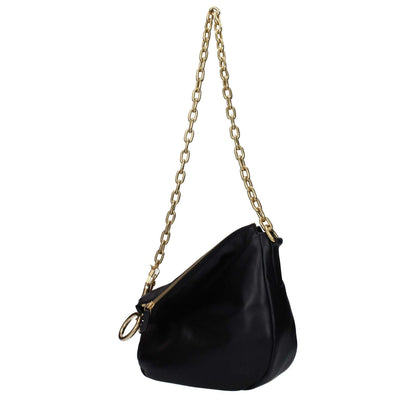 Burberry Black Leather Shoulder Bag with adjustable chain handle and zip closure, small casual style, MPN 8082384, side view.