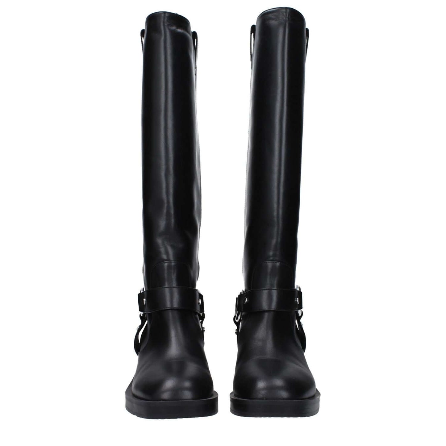 Stuart Weitzman Black Leather High Heel Boots with round toe and rubber sole, mid heels, 5.5 cm height, MPN JAXKNEESMOSJ176BLACK