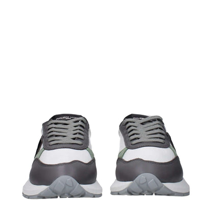 Philippe Model White Fabric Low Top Sneakers featuring vintage effect, front and back logo, MPN ATLUZ0PELLETB317