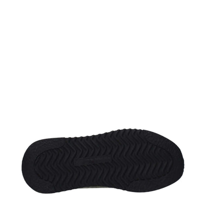 Sole view of Philippe Model Green Leather Athletic Sneakers featuring black rubber with unique tread design.