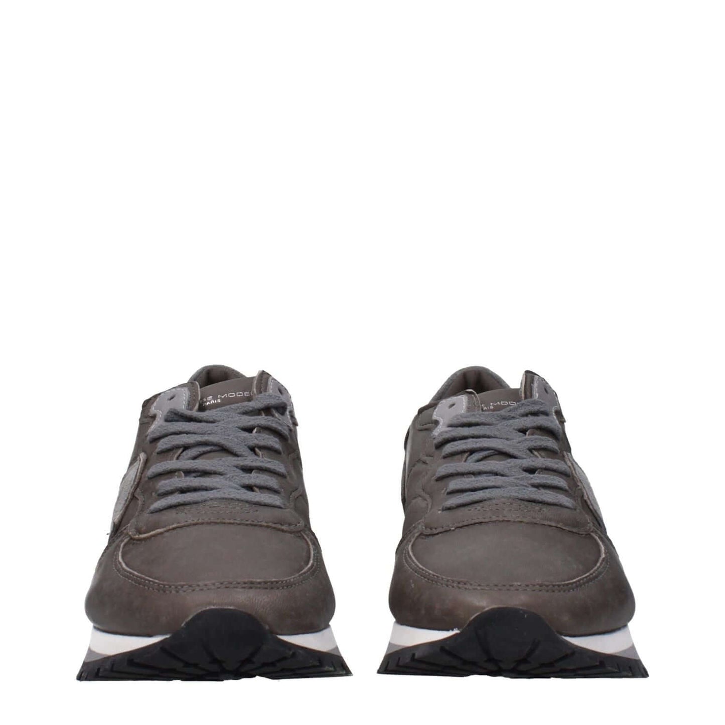 Philippe Model Gray Leather Sneakers
