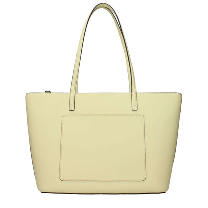 Tory Burch Yellow Leather Shoulder Bag with front logo, adjustable strap, and removable shoulder; MPN 159586700, code F83365.