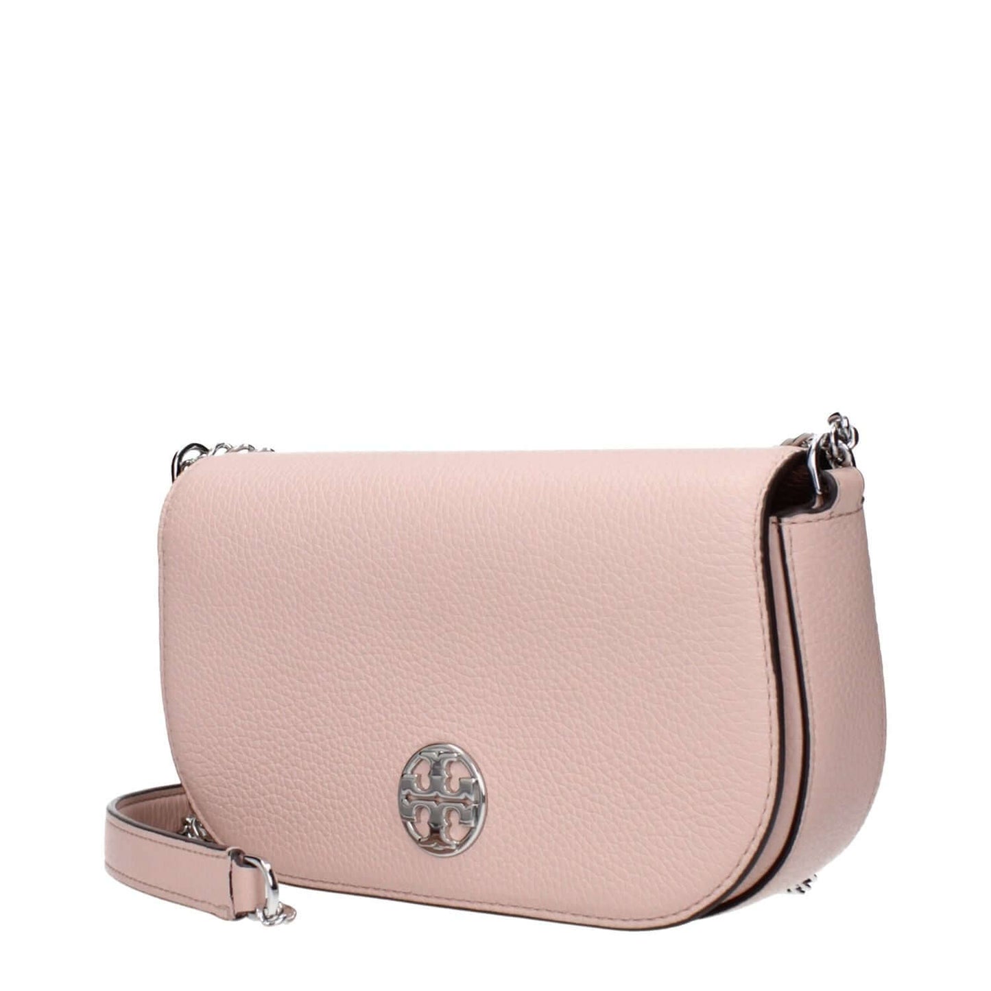 Tory Burch Pink Leather Crossbody Bag with front logo detail