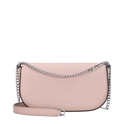 Tory Burch Pink Leather Crossbody Bag with chain strap and front logo highlighting luxury design and functionality.