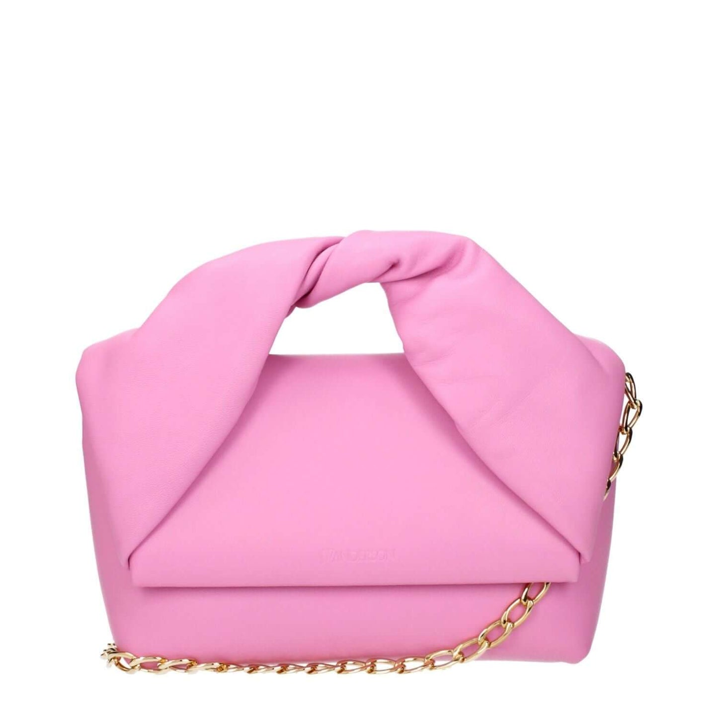 Jw Anderson Pink Leather Handbag with front logo and removable shoulder strap