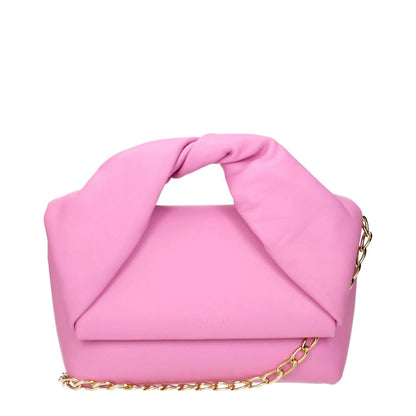 Jw Anderson Pink Leather Handbag with front logo and removable shoulder strap