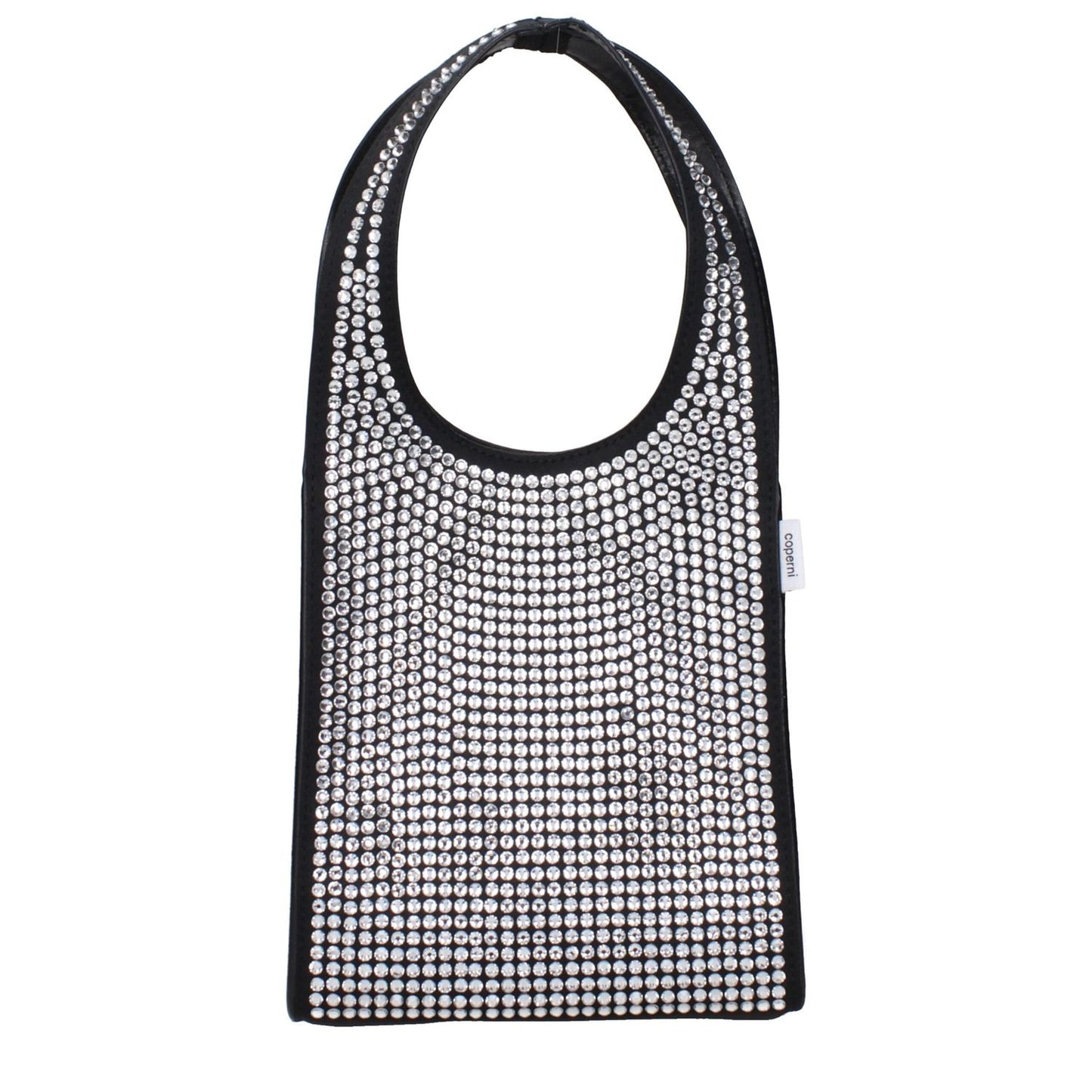 Coperni Black Fabric Handbag with rhinestone detail and removable shoulder strap, product code F83644, MPN COPBA59455BLACK